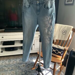 Martha Stewart Light Blue Floral Cropped Jeans
